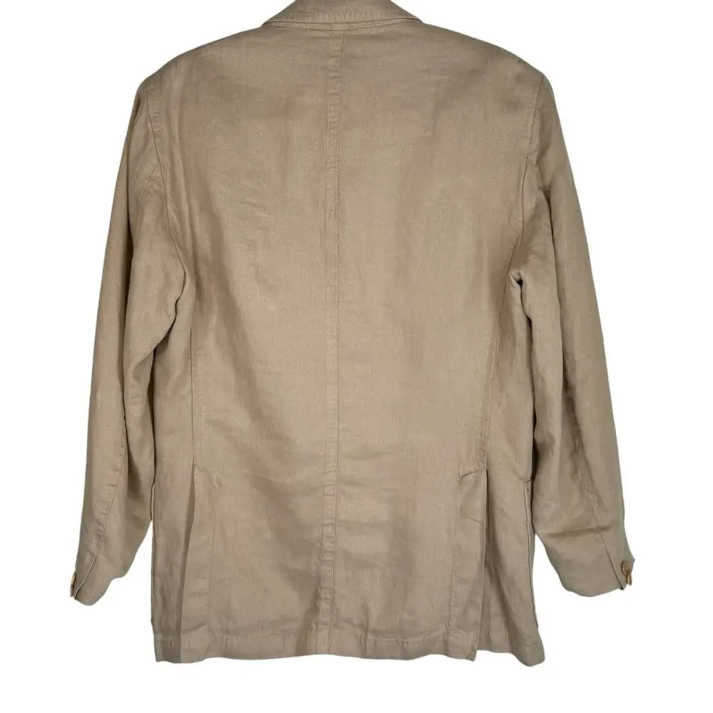 Massimo Dutti Mens Suit‎ Jacket 48/38 Tan Linen Single Breasted Wedding Spain